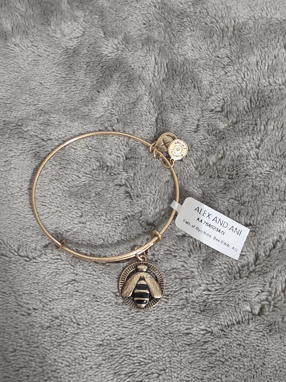 Alex and Ani Gold Bee Disc Charm Bangle